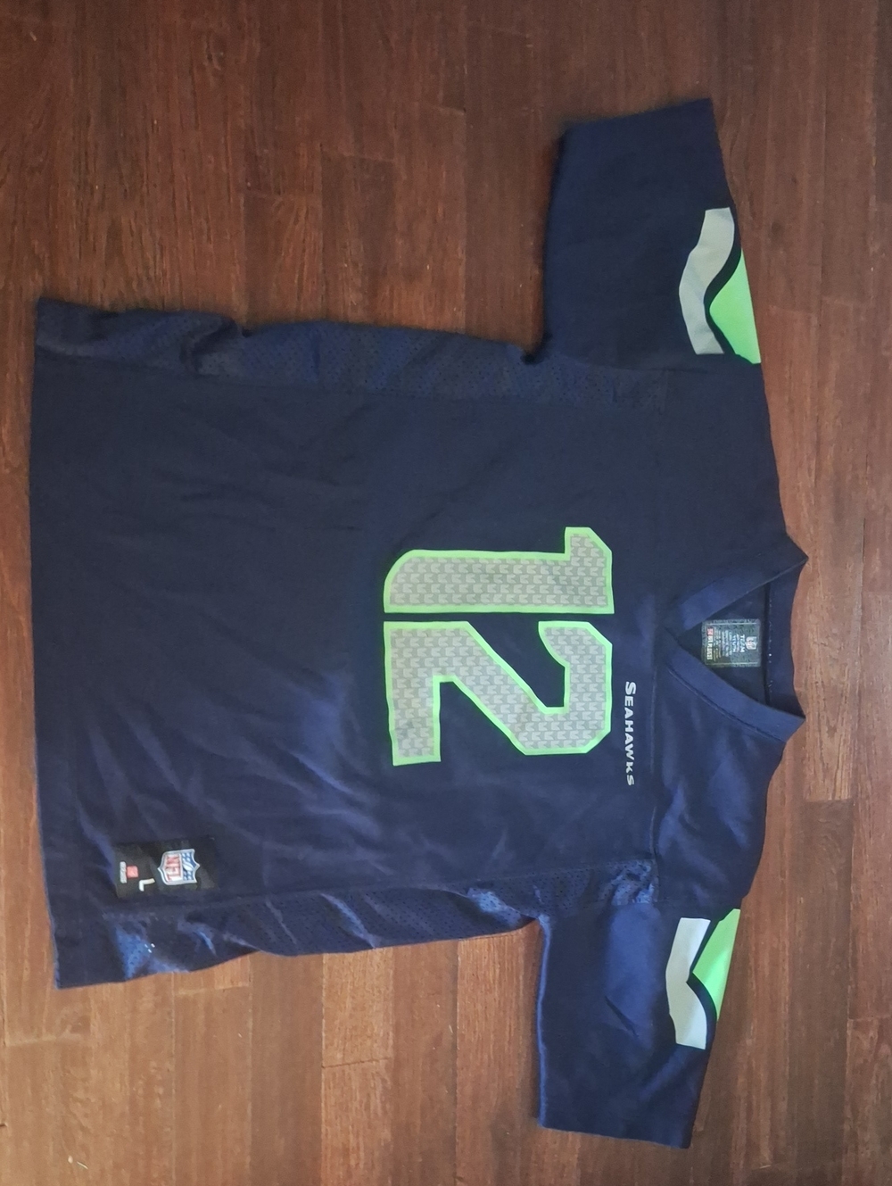 Team Apparel Navy & Neon Green Kids Football Jersey - Number 12